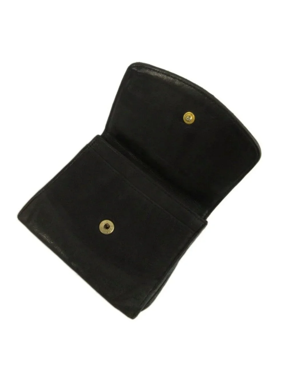 Chanel Vintage Coin Purse Bifold Leather CC Logo Stitch Black